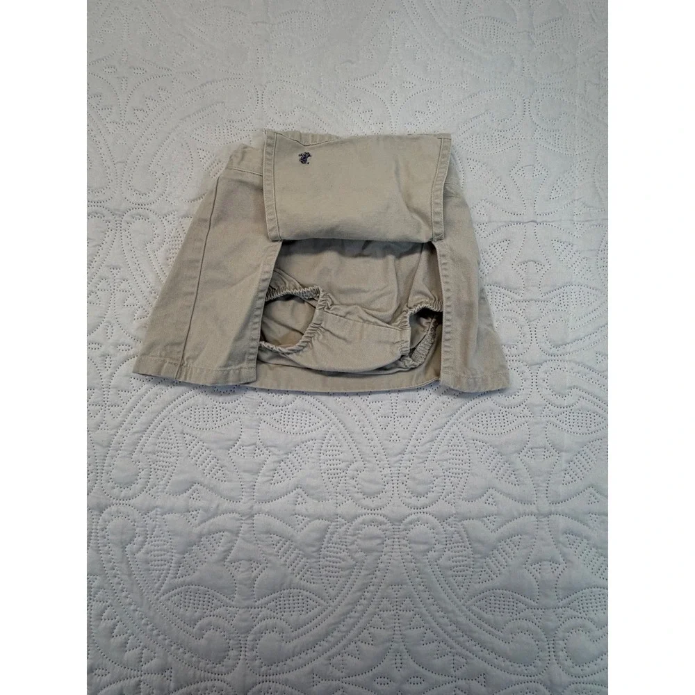 Ralph Lauren Baby Girls Tan Cotton Twill Skort with Navy Pony 12-18M